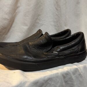 Vans Black Leather Slip-On Men’s Loafers